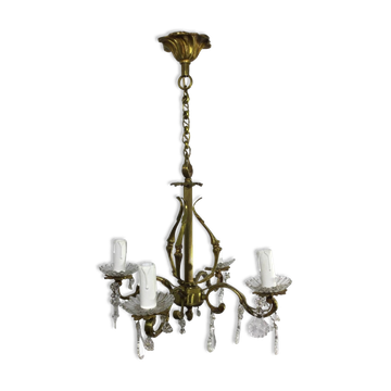 Lustre à 4 Lumières Bronze Et Pampilles