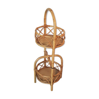 60's rattan bottle holder