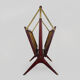 Magazine holders, italy, 1950s. walnut, canage, brass