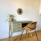 Bureau scandinave en teck restauré - Pieds compas
