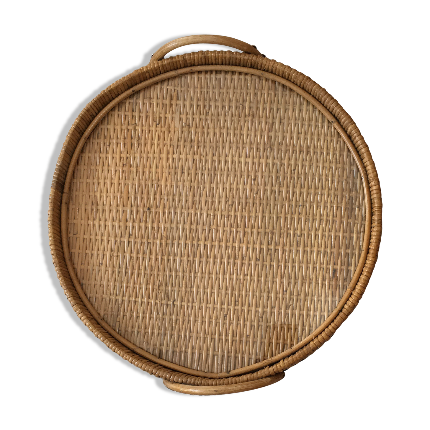 1960s rattan serving tray