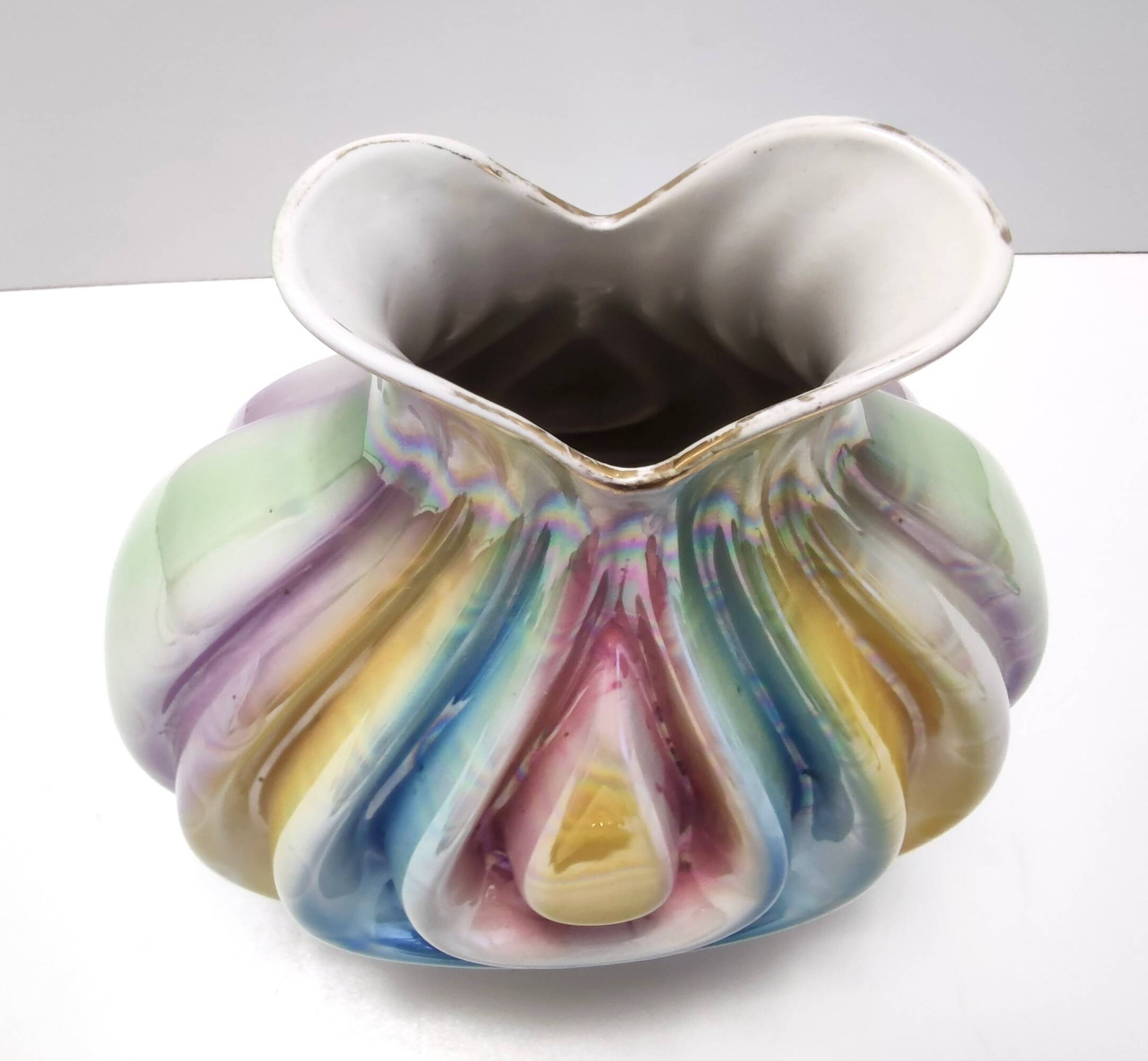 Ceramic Vase Attributed to Italo Casini with Iridescent Colors, Italy