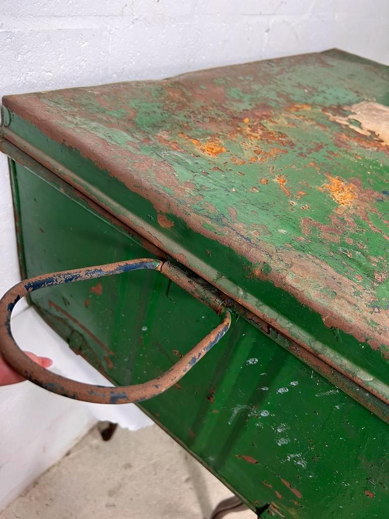 Vintage green industrial trunk