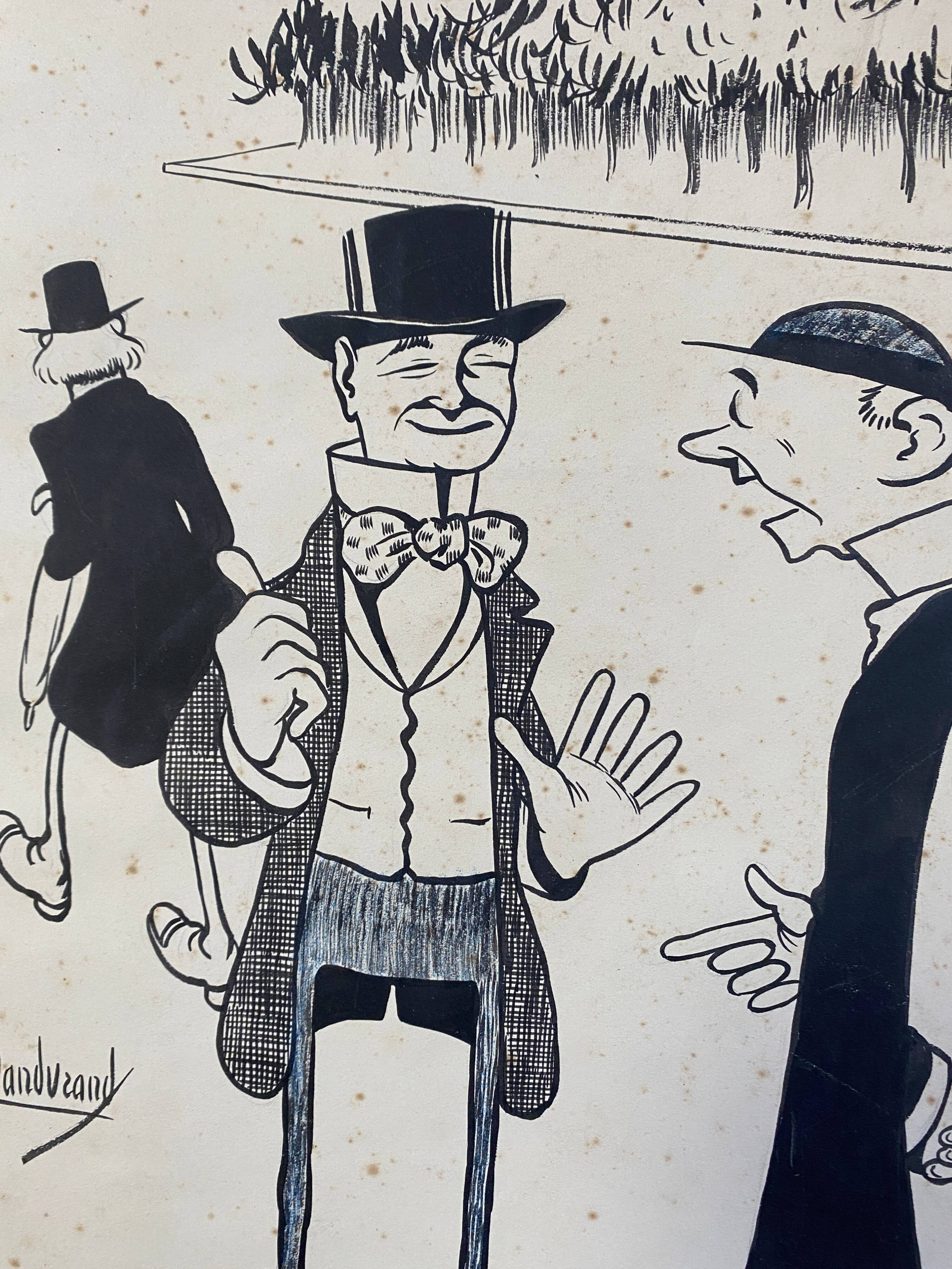 Pair of old cartoons Presse signed Dandurand and Berly