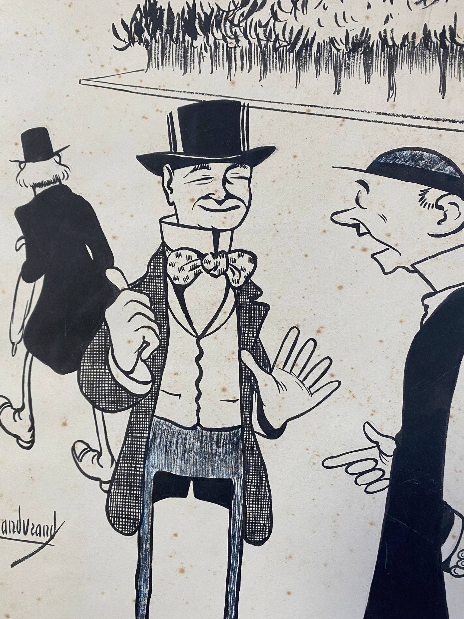 Pair of old cartoons Presse signed Dandurand and Berly