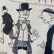 Paire de dessins humoristiques anciens Presse signés Dandurand et Berly