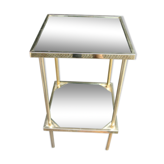 Gold metal and black glass trays side table