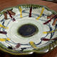 Openwork glazed salad bowl, No. 548. Color green, yellow, brown.