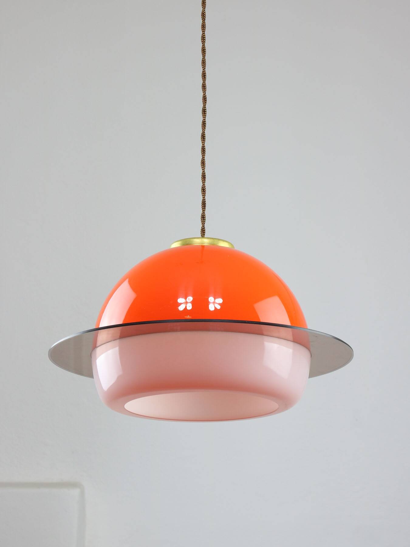 Italian Orange Space Age Saturn Lamp, 70s