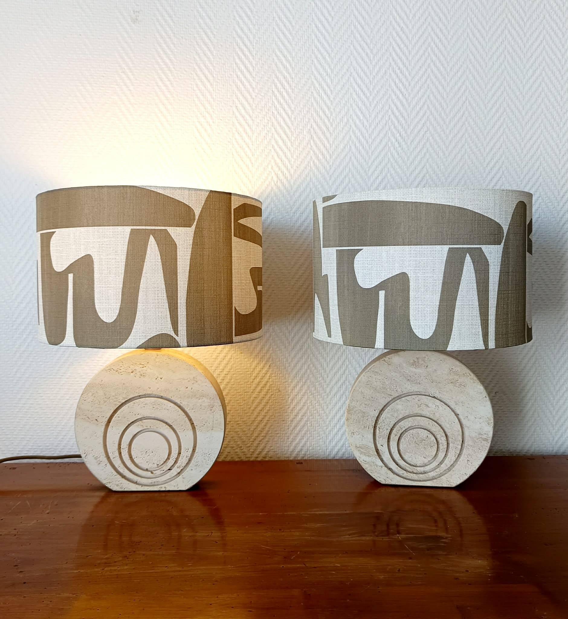 Pair of travertine lamps by Fratelli Mannelli