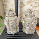 Pair of Venetian Lanterns in Blown Murano Glass
