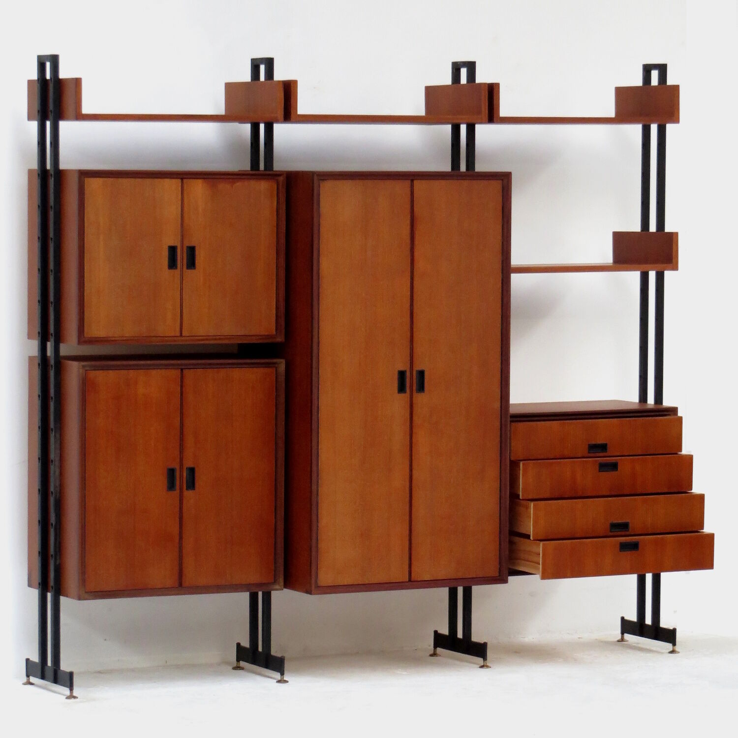 Mid century freestanding roomdivider wall unit system in teak, 1960s