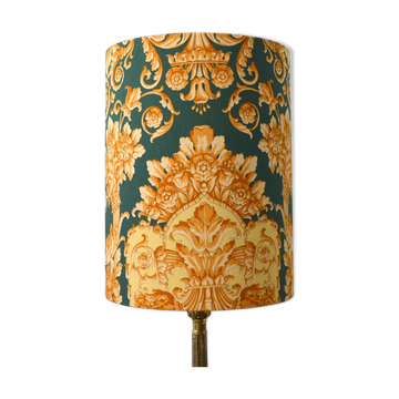 Abat-jour tissu motif baroque, antique feuilles d'or motif