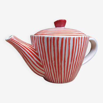 Jameson & Tailor Red and White Striped Teapot