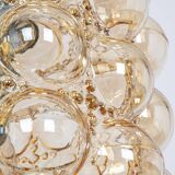 Large amber bubble glass pendant by Helena Tynell for Limburg, Germany, 1970s.