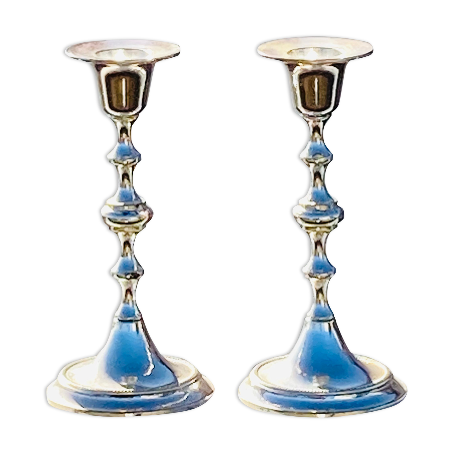 Two metal candle holders