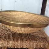 Straw and brass basket