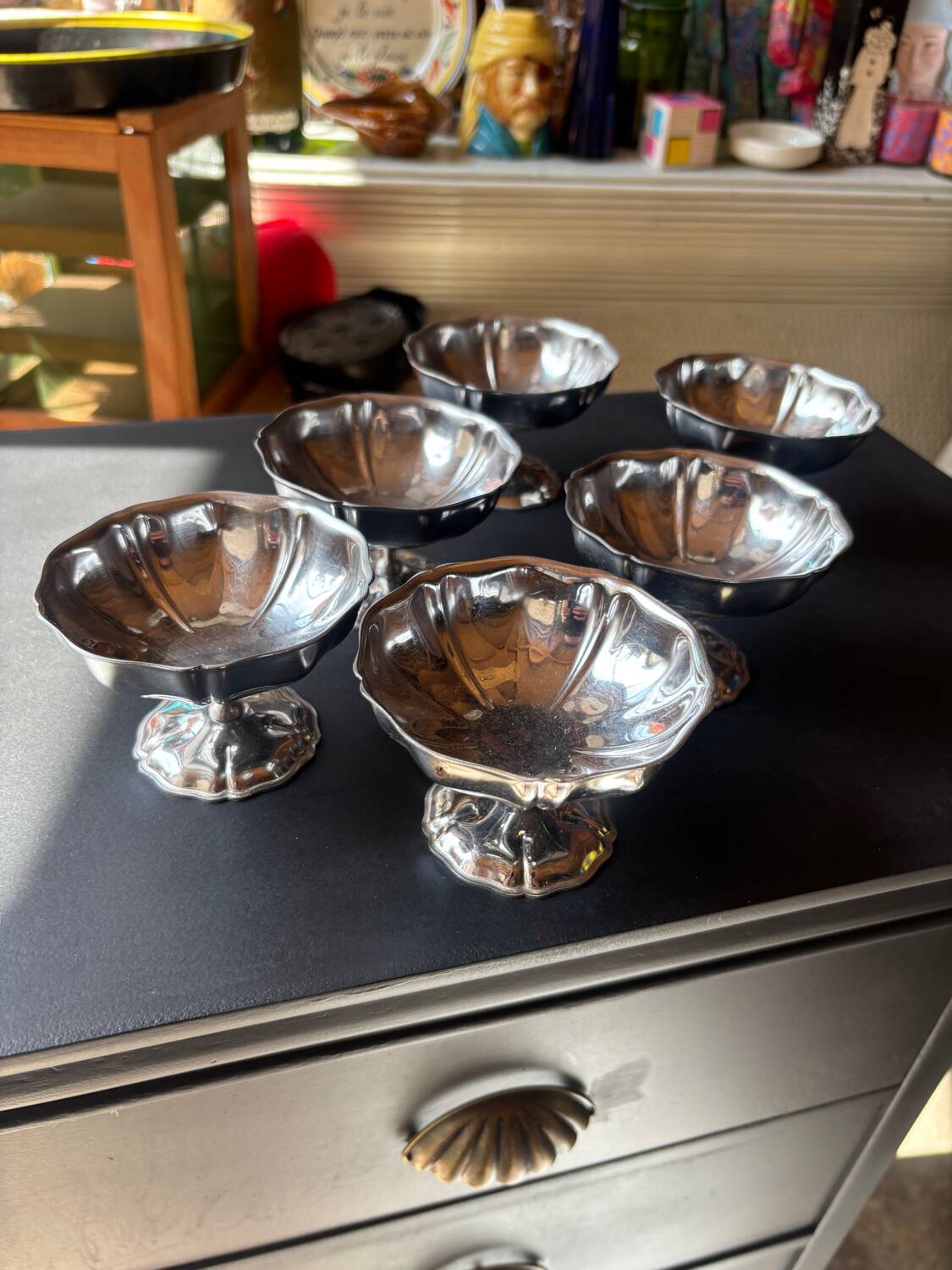 Lot 6 coupes à glace inox vintage