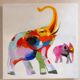 Oil on canvas elephant 58 cm x 58 cm