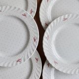 6 vintage porcelain dessert plates Fontebasso - Red polka dot design