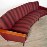 Rare Vintage Curved Teak Sofa 1950s / Deutschland Series Decor