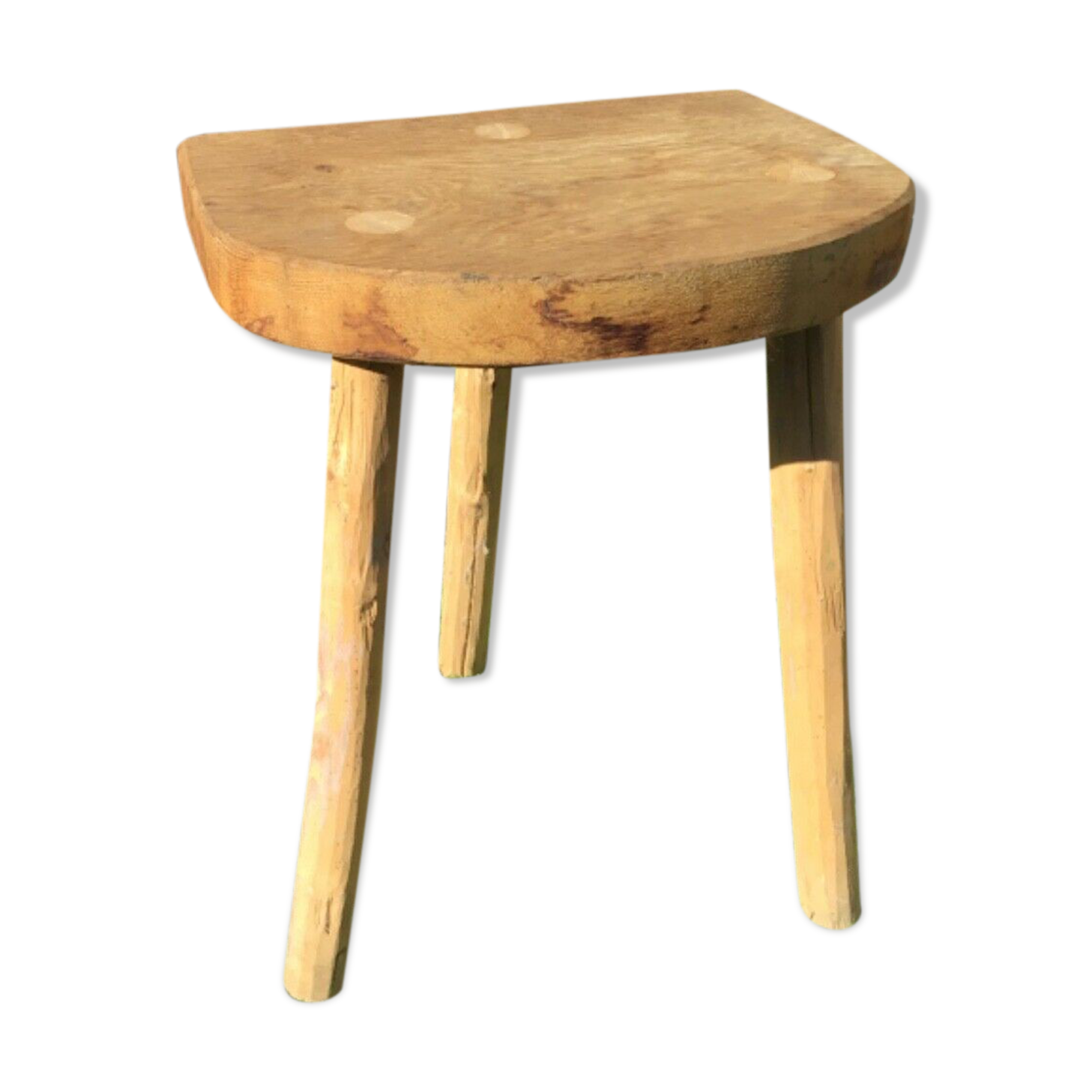 Tabouret bois sculpté tripode déco