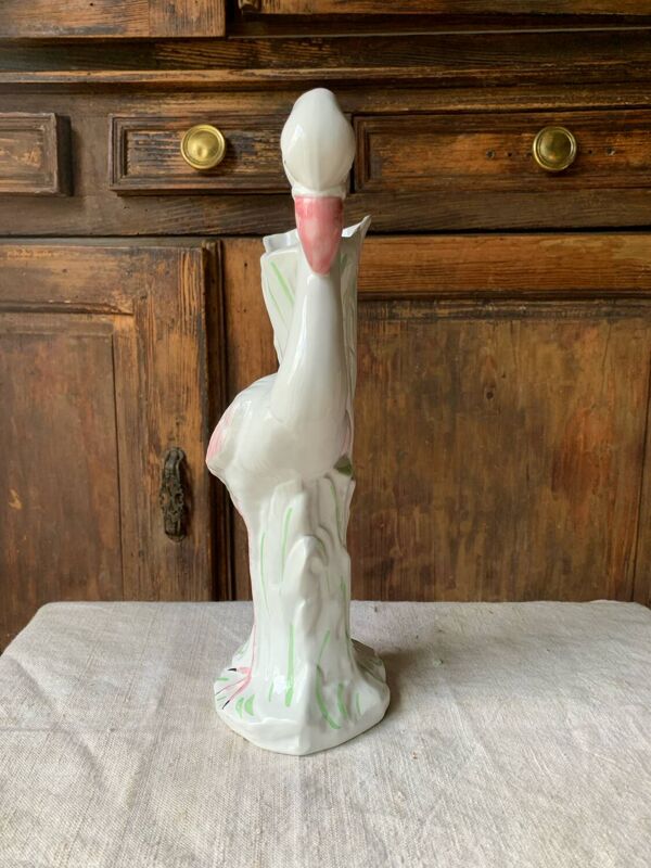 Vase flamant rose céramique Italie 1980