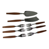 8-piece teak cake server set, Denmark 1970
