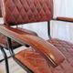 Set of 4 Vintage Quilted Leather Dining Chairs: Black Metal Base