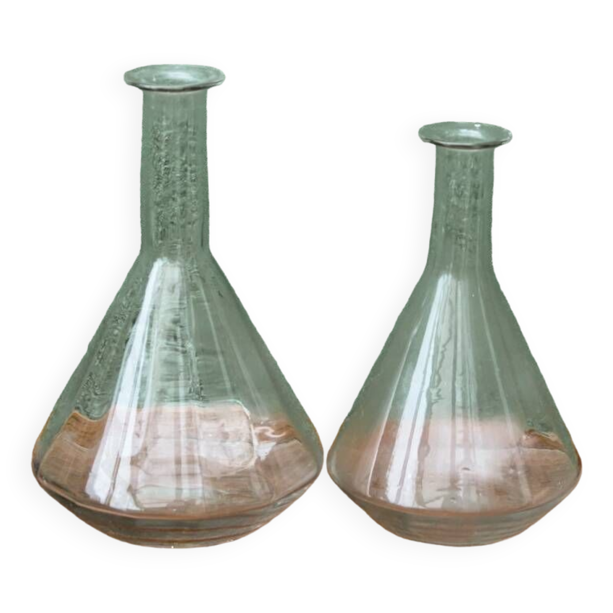 Pair of glass carafes, art deco
