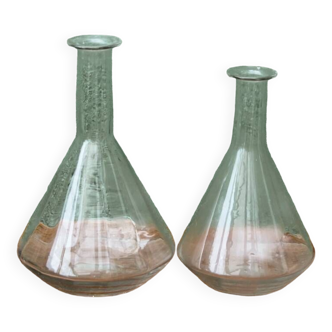 Pair of glass carafes, art deco