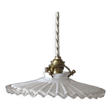Pleated opaline pendant light