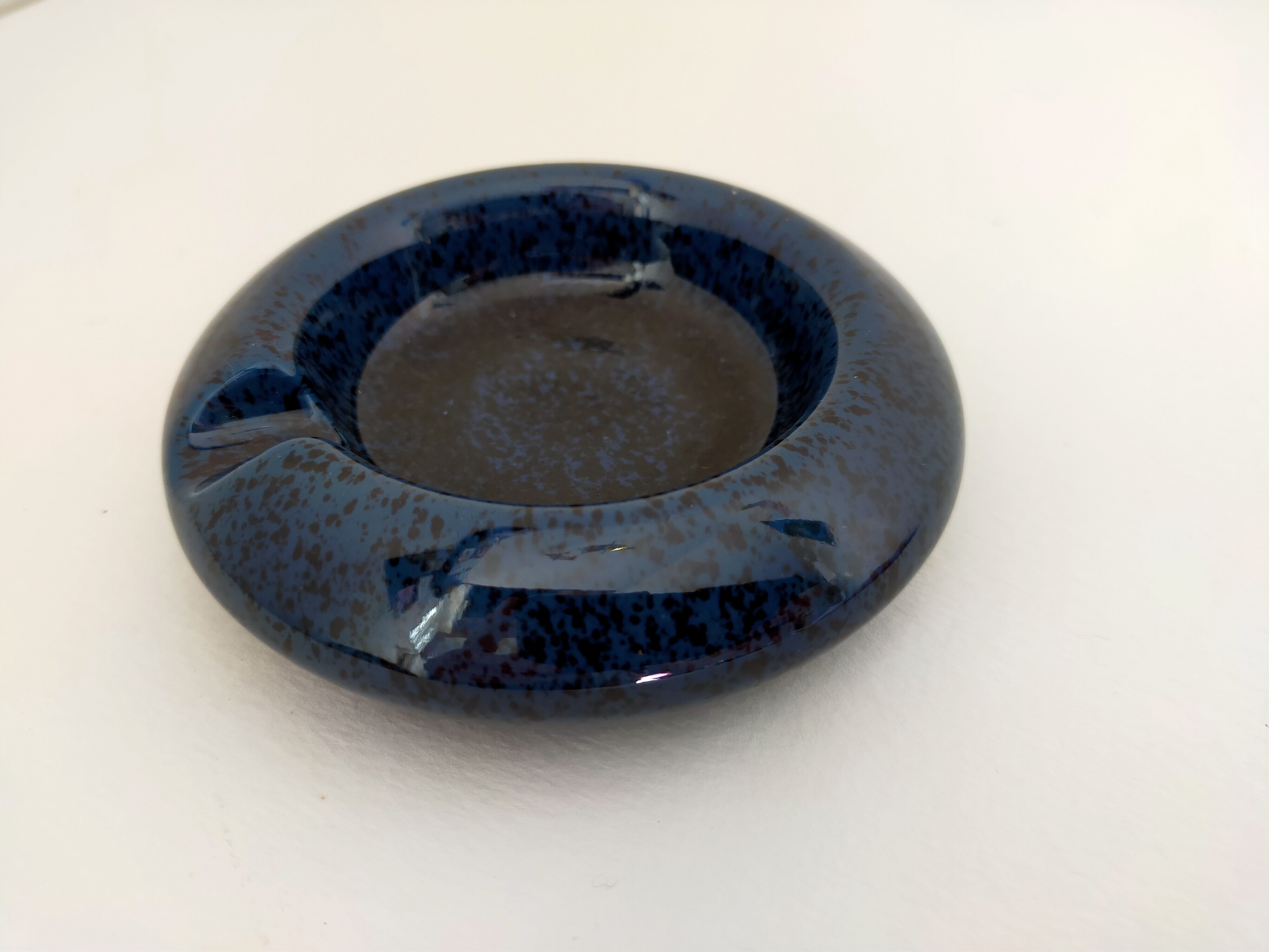 Vintage blue ashtray signed