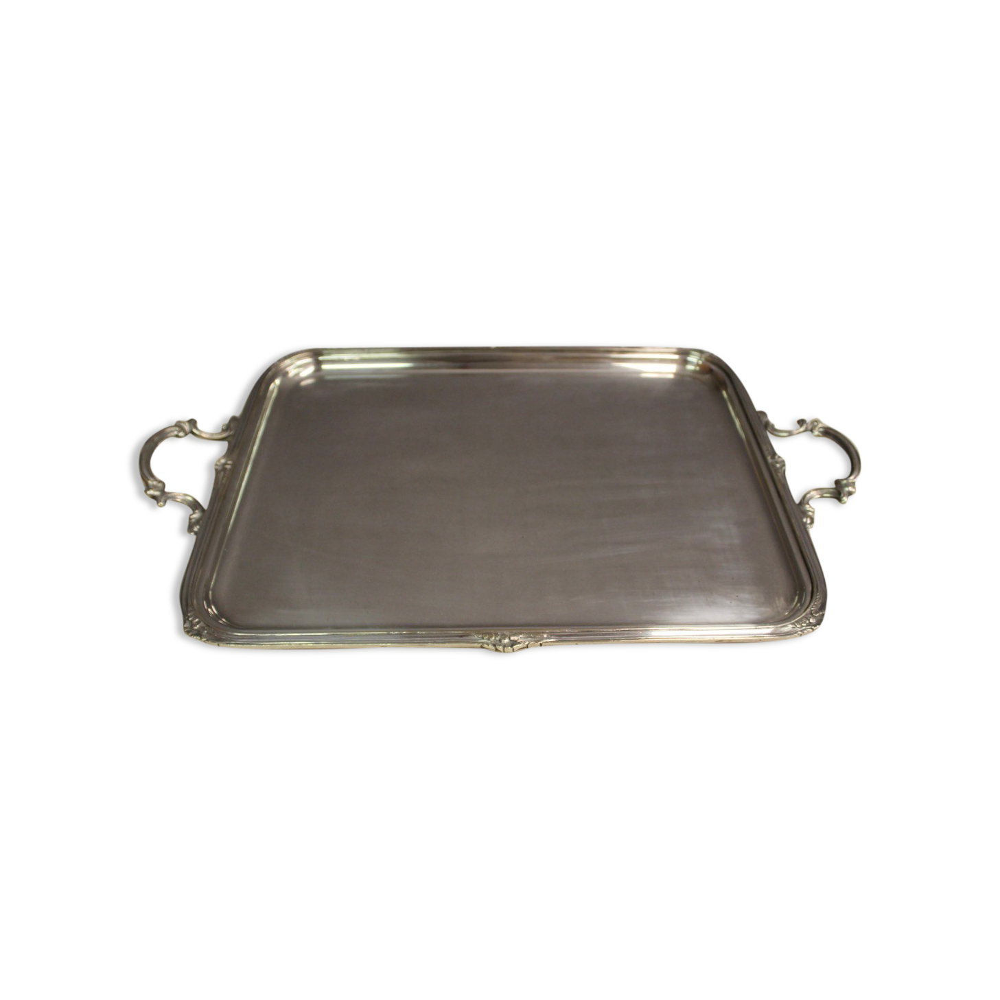 Louis XV style service tray in silver metal around 1900