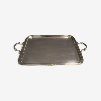 Louis XV style service tray in silver metal around 1900