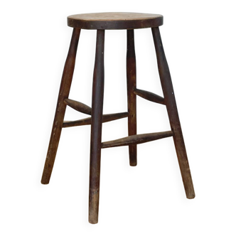 High wooden workshop stool