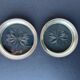2 Bottle coasters in cut glass and silver metal