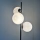Cluster floor lamp with 3 spherical lamps in gold metal and white glass