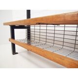 Locker room in gym with rail for coats