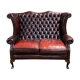 Chesterfield 2-seater leather-eared sofa from the 80s