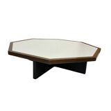 Table basse vintage design octogone années 1970 octogone wengé