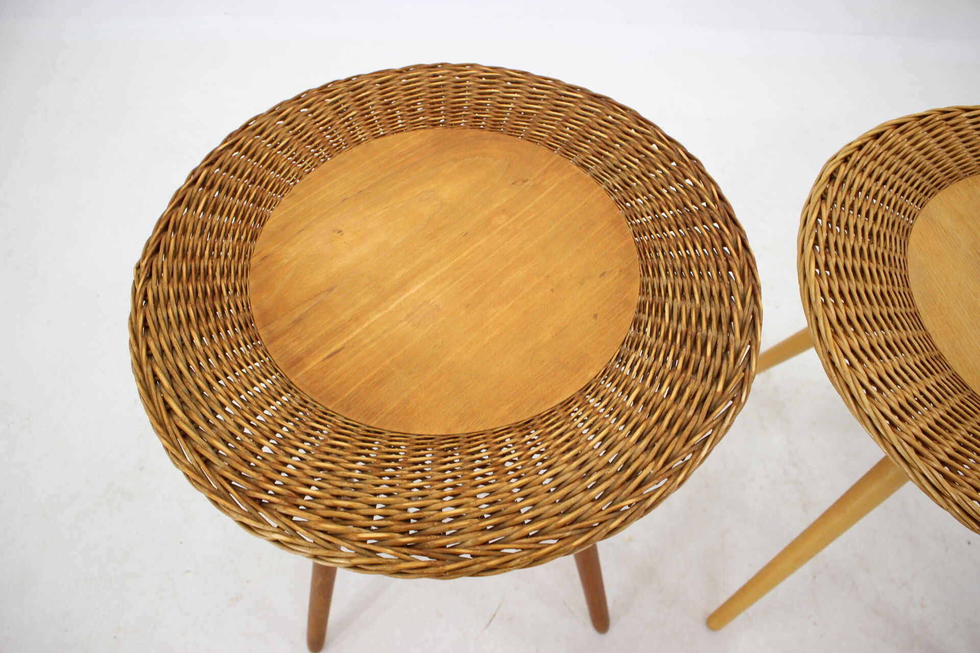 1970s Pair of Wooden Side Tables by ULUV, Czechoslovakia