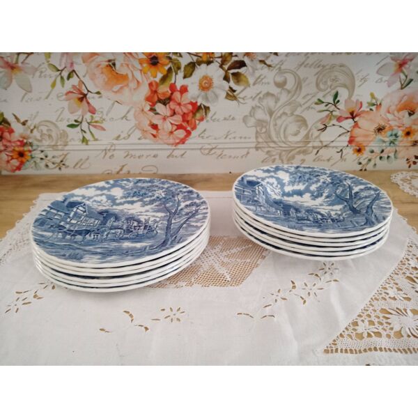 Service 12 pieces (6 flat plates and 6 hollow plates) in Royal Wessex  English porcelain | Selency