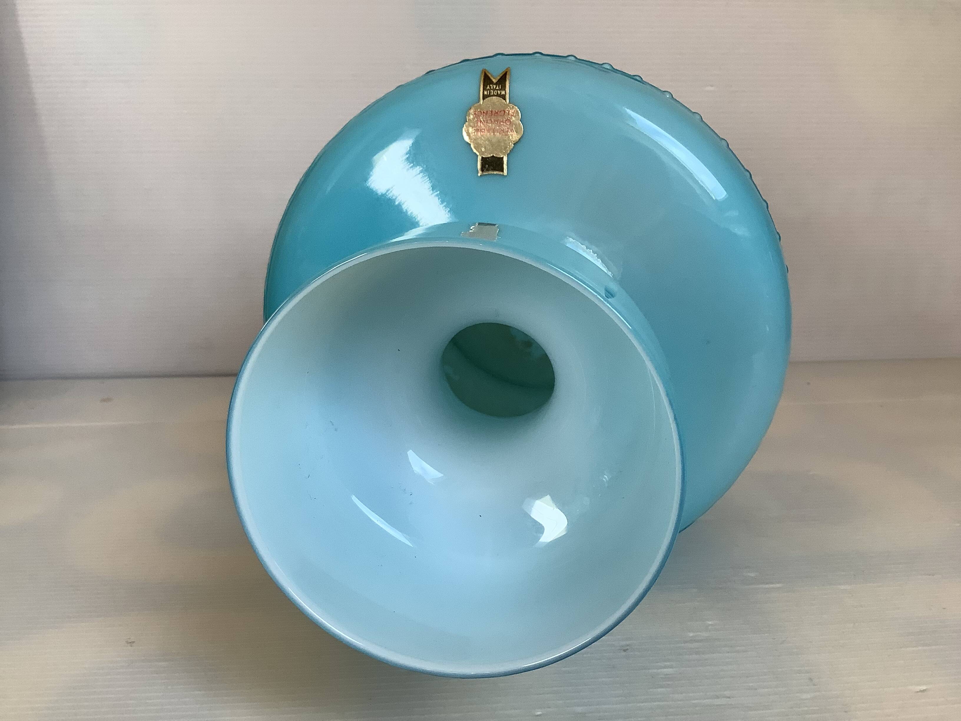 Blue opaline vase Italy