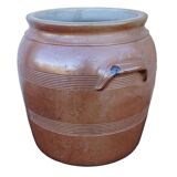 Grand pot ancien français en céramique à glaçure salée, 32 cm