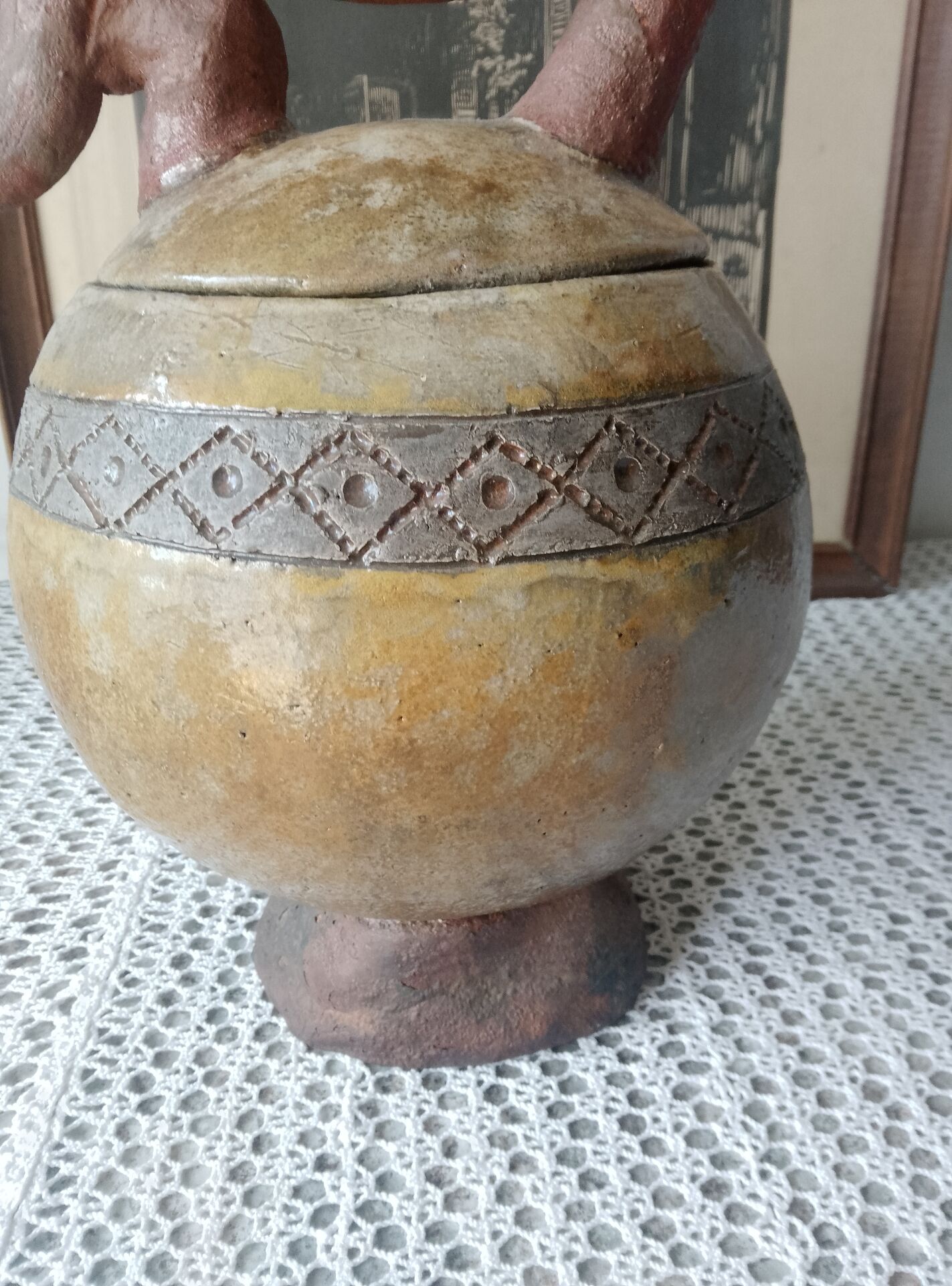 Art ceramic vase signed – Pre-Columbian style / Vallauris spirit