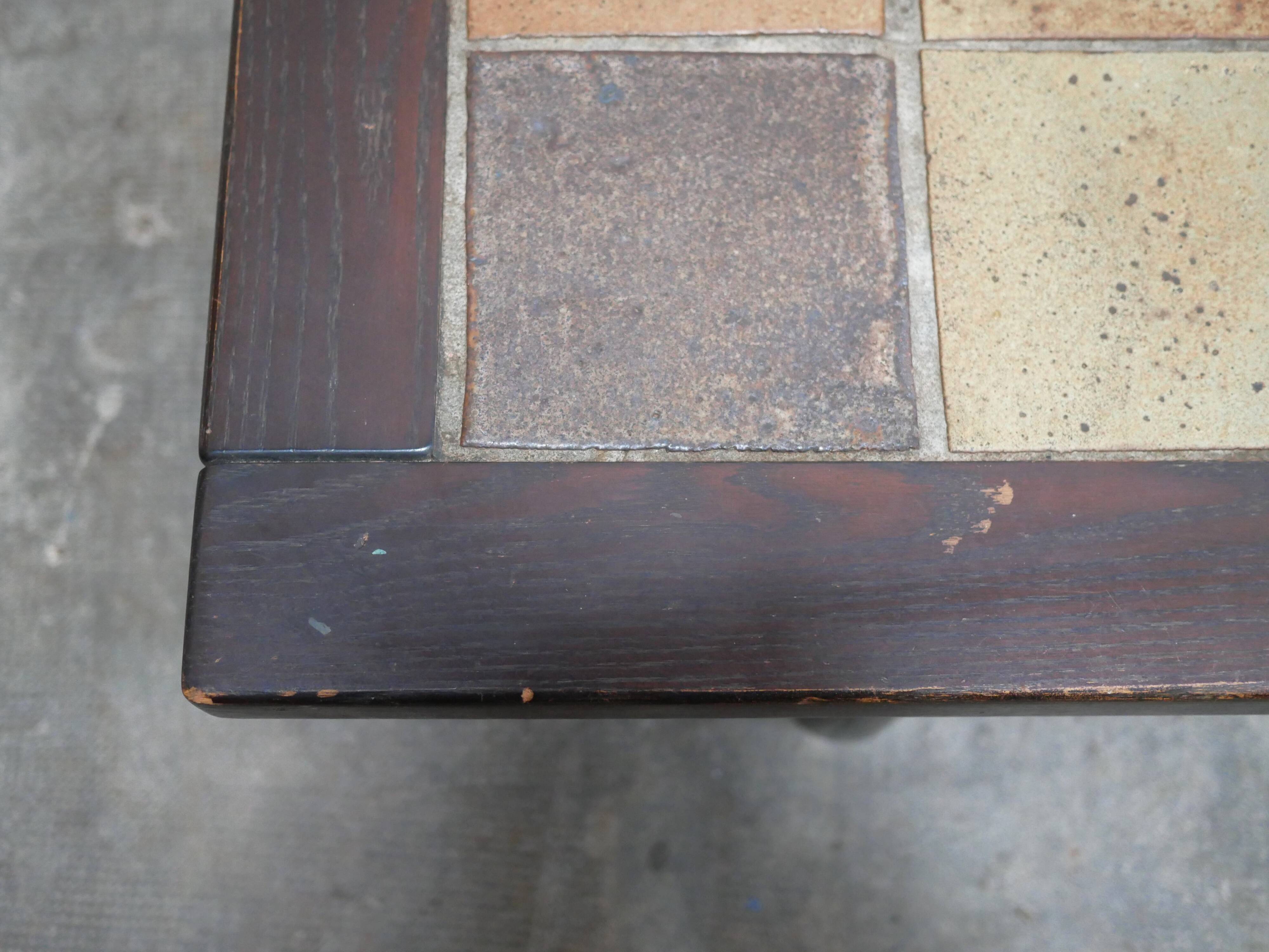 Vintage wood and ceramic coffee table
