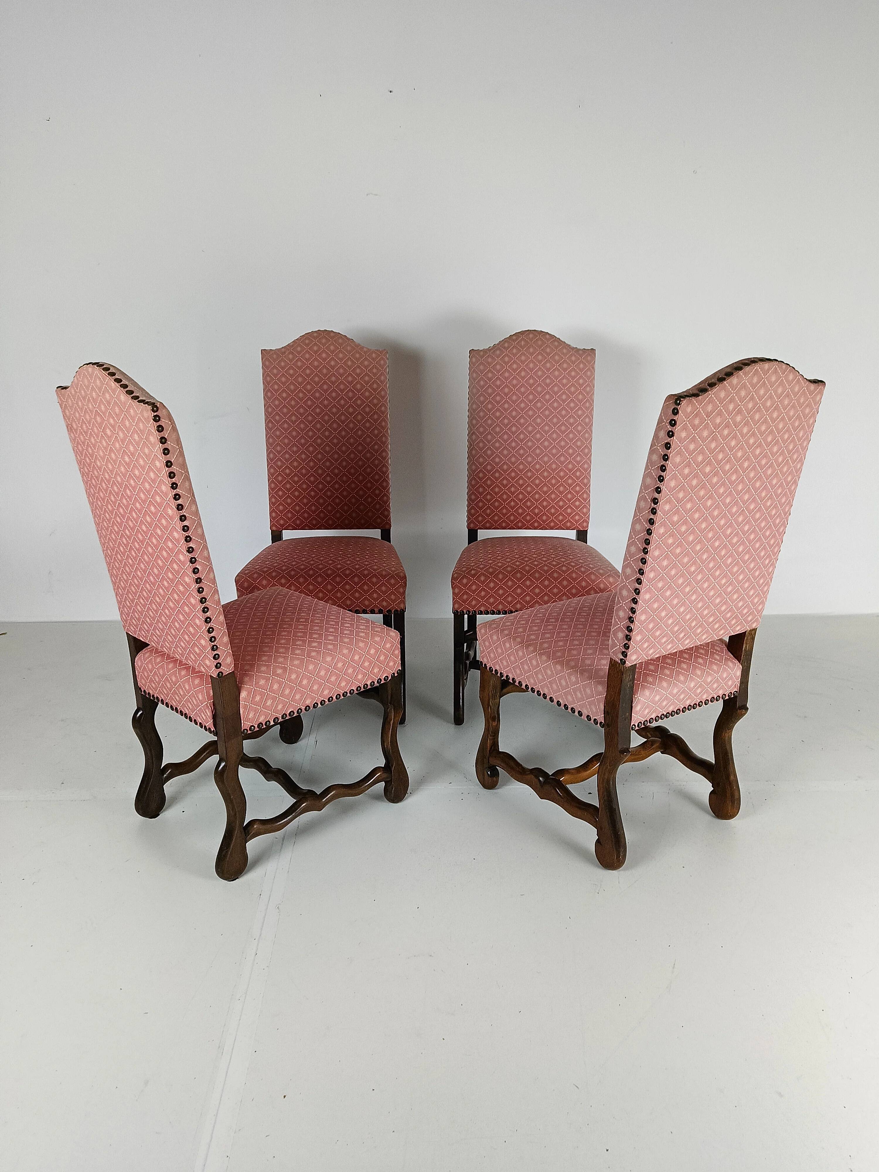 Beech Os De Mouton tapestry chairs (set of 4)