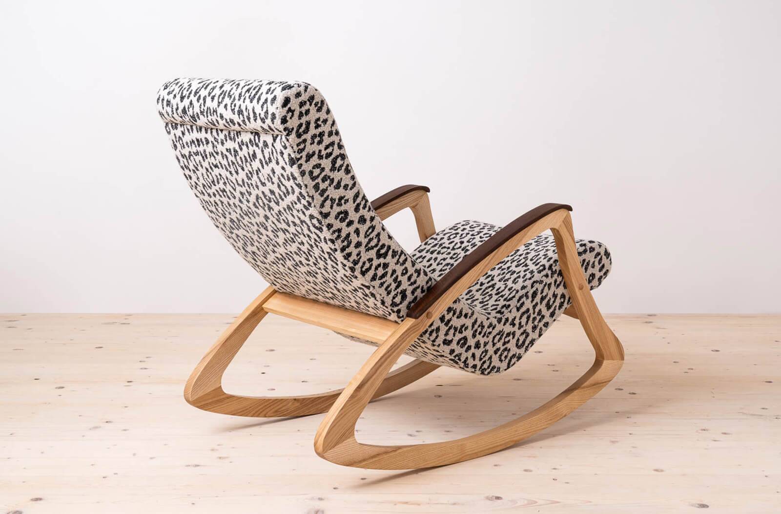 Mid Century Modern Vintage Rocking Chair, Czechoslovakia, 1950s, Reupholstered