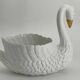 Vintage swan pot holder in white and gold ceramic